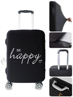 Bird in Bag - Premium Black Stretch Fabric Luggage Cover - Stylish Suitcase Protector with Happy Printed Design - Ideal Baggage Dust Case - Fits 18-32 Inch Suitcases - Essential Travel Accessory Black Rectangular Cases For Overnight Trips, Black Rectangular Travel Bag As Gift, Black Rectangular Travel Accessories For Storage, Black Rectangular Travel Storage Accessories, Black Rectangular Cases With Luggage Sleeve, Black Cases With Luggage Sleeve For Trip, Emergency Clothes, Suitcase Essentials, Mini Sewing Kit