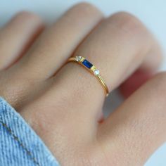 Sapphire Dainty Baguette Stacking Ring Gold Minimalist Ring - Etsy Gold Minimalist Ring, Opal Stacking Ring, Sterling Silver Opal Ring, Silver Opal Ring, Zierlicher Ring, Opal Ring Gold, Ringe Gold, Ring Simple, Gold Ring Stack