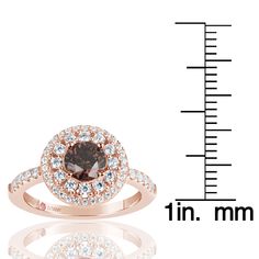 A gorgeous round-cut brown cubic zirconia is set in the center of this lovely ring, surrounded by a double halo of white cubic zirconia stones set around it. Larger round-cut, white cubic zirconia prong-set around the center with a second halo of smaller pave set white cubic zirconia surrounding it. Crafted of rose gold over sterling silver, this thin-band engagement ring is stylish and beautiful. Every single ring is man made, making it a unique masterpiece. Surprise someone special in your lif Eternity Engagement Ring, Gemstone Brooch, Luxury Engagement Rings, Cubic Zirconia Engagement Rings, Cubic Zirconia Bracelet, Single Ring, Cubic Zirconia Necklace, Cubic Zirconia Jewelry, Double Halo