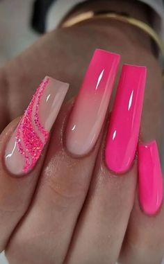 Neon Acrylic Nails, Dope Nail Designs, Her Nails, Pink Acrylic Nails, Square Acrylic Nails, Coffin Nails Designs