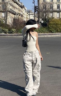 Pakaian Hipster, Celana Kargo, High Waisted Cargo Pants, Outfits Primavera, Thanksgiving Outfit Women, Y2k Summer Outfits, Cargo Pants Outfit, Casual Wide Leg Pants, Tomboy Outfits