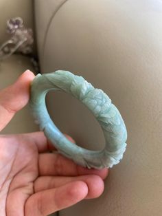 "🌈 Jade Bangle 54.9mm (2.16\"), Round Shape, Light Green 🌷 Untreated Natural Jadeite/ Grade A Jade 🌷 Certified : Yes 🌷 Jade from Burma/ Myanmar 🌷 Shape : Round 🌷 Inner diameter : 54.9mm / 2.16\" 🌷 Width & Thickness : 12 x 12 mm 🌷 Color : Light Green 🌷 Free standard shipping from Hong Kong with tracking included 🌷 Take approximately 7-21 days to arrive worldwide" Carved Jade Bangle Bracelet, Carved Jade Bangle As A Gift, Round Carved Jade Jewelry, Carved Round Jade Jewelry, Green Carved Round Bangle, Carved Round Bracelets For Wedding, Carved Round Wedding Bracelets, Wedding Carved Round Bracelets, Carved Jade Round Bracelets