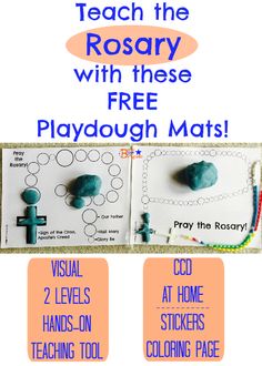 an image of playdou mats with text that reads teach the rosary with these free playdou mats