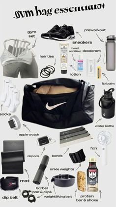 the contents of a duffel bag are shown in this graphic above it's description