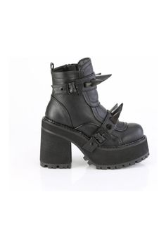 4 3/4" Heel, 2 1/4" Platform Ankle Boot, Inside Zipper - Fit Guide: Women's US Size Shown - Heel: 4 3/4" Heel, 2 1/4" Platform - Brand: Demonia - Country of Origin: Imported Black Vegan, Platform Ankle Boots, Black Ankle Boots, Leather Ankle Boots, Vegan Leather, Ankle Boot, Zipper, Boots, Heels