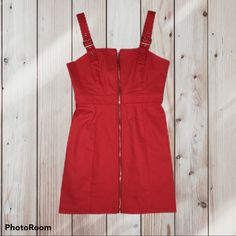 Gorgeous Red Zip Up Buckle Strap Dress From Forever 21 Size Medium Nwt Red Mini Dress With Back Zipper For Spring, Spring Red Mini Dress With Back Zipper, Forever 21 Feminine Sleeveless Dress, Red Sleeveless Forever 21 Dress, Fitted Red Mini Dress By Forever 21, Forever 21 Button-up Dresses, Forever 21 Red Sleeveless Dress, Forever 21 Button-up Summer Dress, Forever 21 V-neck Sundress