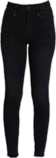 High Rise Slim Fit Black Bottoms, High Rise Black Slim Fit Bottoms, Black Fitted Cropped Jeans For Spring, Chic Black Jeans With Standard Cut, Spring Black Fitted Cropped Jeans, Fitted Black Cropped Jeans For Spring, Chic Black Jeans With Standard Cut Leg, Spring Fitted Black Cropped Jeans, Black High-waisted Jeans