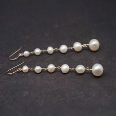 Celebration Pearl Drop Earrings, Celebration Drop Pearl Earrings, Akoya Pearl Drop Bridal Earrings, Akoya Pearl Drop Bridal Earrings As Gift, Handmade Elegant Pearl Earrings For Celebration, Hypoallergenic Akoya Pearl Earrings For Wedding, Hypoallergenic Round Pearl Beads Earrings For Wedding, Earring Reference, Molecule Necklace