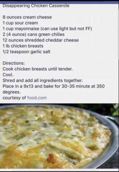 an image of a recipe for chicken casserole