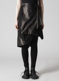 LIGHT SERGE PANELED SKIRT(S Black): LIMI feu｜THE SHOP YOHJI YAMAMOTO Leather Avant Garde, Black Stretch Skirt With Sheer Details, Yohji Yamamoto Skirt, Limi Feu, Sacai Skirt, Ann Demeulemeester Skirt, Paneled Skirt, Eyewear Womens, Light Texture