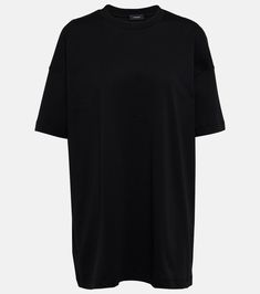 Oversized cotton jersey T-shirt in black - Wardrobe NYC | Mytheresa Crew Neck T-shirt With Ribbed Neckline For Streetwear, Streetwear T-shirt With Ribbed Crew Neck, Cotton T-shirt With Ribbed Neckline For Streetwear, Crew Neck Ribbed Cotton Top, Crew Neck Cotton Top With Ribbed Neckline, Cotton Crew Neck Top With Ribbed Neckline, Cotton Crew Tops With Ribbed Neckline, Cotton Top With Ribbed Neckline And Drop Shoulder, Black T-shirt With Ribbed Neckline For Streetwear