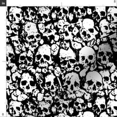 a black and white photo with skulls on it