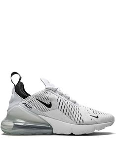 White rubber Air Max 270 sneakers from NIKE featuring signature Swoosh logo detail, round toe, front lace-up fastening, pull-tab at the heel and rubber sole with Max Air cushioning. These styles are supplied by a premium sneaker marketplace. Stocking only the most sought-after footwear, they source and curate some of the most hard to find sneakers from around the world.. | Nike Air Max 270 "White/Black" sneakers Nike Airmax 270 Grey, Nike Shoes Air Max Women Black, Womens Nike 270 Light Iron Ore, Best White Sneakers Women 2022 Nike, Nike Air Max 270 Light Iron Ore, Nike Air Max 270 All White, Nike Air Max 270s White, Nike 270 Airs, Ladies Nike Air Max 270