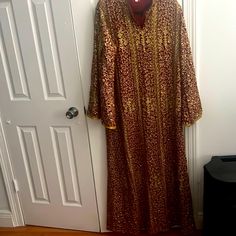 Moroccan Dress Festive Red Maxi Length Thobe, Luxury Bohemian Floor-length Thobe, Bohemian V-neck Thobe Free Size, Bohemian Multicolor V-neck Thobe, Brown Bohemian Long Thobe, Moroccan Dress, Colorful Dresses, Maxi Dress, Womens Dresses