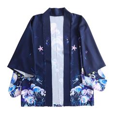 This kimono jacket features the world under the sea. The theme shows a few beautiful jellyfish hovering freely in a deep blue world. This kimono is a must-have collection for sea lovers. 【Material】: Viscose fiber (smooth touch & high-resolution printing) 【Gender】 : Unisex Discover more products: https://www.etsy.com/shop/KitsuneCostume Beautiful Jellyfish, Blue World, Blue Jellyfish, Anime Japanese, Cardigan Shirt, Japanese Outfits, Kimono Cardigan