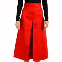 Dsquared2 Women's Bright Red A-Line Midi Skirt Us S It 40 Country/Region Of Manufacture: Italy Retail Value: $495.00 This Is Authentic Dsquared2 Women's Bright Red A-Line Midi Skirt Sku: Bb-5633 Material: 100% Cotton Measured Waist: 24" Length: 28.5" Red Midi Skirt With Pockets, Red Midi Skirt For Work, Red Skirt For Workwear, Red Skirt For Work, Formal Red Skirt, Red Pleated Skirt Bottoms For Workwear, Aline Midi Skirt, Bright Red, Color Combinations