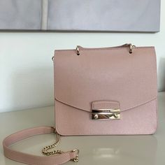 Beautiful Furla Crossbody Bag, Blush Pink, Unworn, Like New Condition With Duster Bag. Dimensions: Height - 8 Inches Width - 9.5 Inches Depth (Bottom) - 3.5 Inches Pink Top Handle Box Bag With Dust Bag, Luxury Pink Box Bag For Daily Use, Elegant Pink Box Bag For Evening, Elegant Pink Evening Box Bag, Pink Evening Box Bag With Detachable Handle, Pink Clutch Box Bag For Shopping, Luxury Pink Shoulder Flap Bag, Feminine Rectangular Bag With Detachable Strap, Formal Pink Flap Bag With Detachable Handle