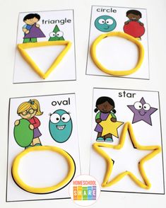 four different shapes and sizes of cut outs for children's crafts, including the letter o