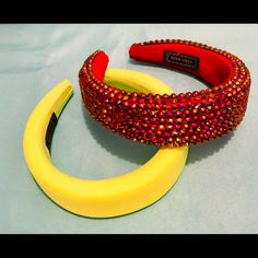 Neon Yellow And Iridescent Sparkly Stones In A Reddish Maroon Tone Selling Both Together Both Are New Never Worn Still In Packaging! Y2k Hair Accessories, Red Scrunchie, Leopard Headband, Y2k Hair, Neon Hair, Bridal Hair Clip, Twisted Band, Headband Styles, Flower Hair Accessories