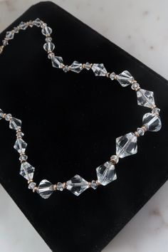 "Vintage 1950s DELTAH Gold Filled  Crystal Bead Necklace In Original Box. Length: 16\"  Vintage condition! Please zoom in. Back to the shop: https://www.etsy.com/shop/SusVintage?ref=hdr_shop_menu Don't hesitate to contact me if you have any further questions. Thank you for looking!!" Vintage Faceted Necklaces For Wedding, Vintage Faceted Wedding Necklaces, Mid-century Handmade Wedding Jewelry, Vintage Formal Beaded Necklaces With Faceted Beads, Vintage Single Strand Jewelry For Formal Occasions, Vintage Single Strand Jewelry For Wedding, Vintage Single Strand Wedding Jewelry, Vintage Formal Jewelry With Round Beads, Vintage Single Strand Necklace For Formal Occasions