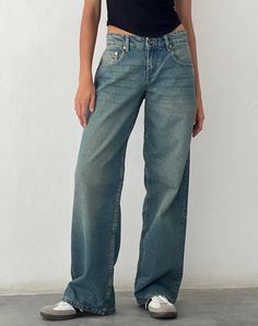 Long Denim Pants, Vintage Jeans Style, Low Rise Boyfriend Jeans, Wide Leg Denim Pants, Boyfriend Pants, Streetwear Jeans, Jean Large, Grunge Streetwear, Jeans Fabric