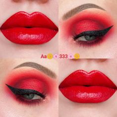 Makeup Combinations, Makeup Artist Kit Organization, Red Makeup Looks, Red Eye Makeup, 80s Makeup, Makeup Artist Kit, Red Makeup, Crazy Eyes