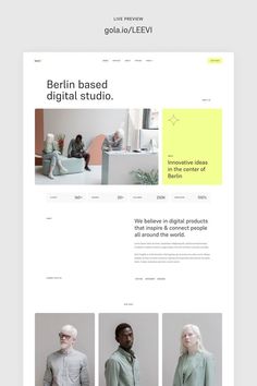 an image of a website page with people in different colors and sizes on it, including the words berlin based digital studio