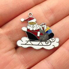 925 Sterling Silver Vintage Wells Enamel Santa / Merry Christmas Charm Pendant#christmas #xmas #christmastree #christmasdecor #handmade #love #merrychristmas #santa #winter #christmastime #gift #christmasgifts #holidays #holiday #gifts #christmasiscoming #navidad #christmasdecorations #santaclaus #snow #etsy #christmasgift #like #natale #noel #art #instagood #christmaslights #family #halloween #december #photography #homedecor #christmasspirit #natal #fashion #christmasparty #festive #follow #sm Santa Claus Sleigh, Piercing Chart, David Yurman Bracelet, Pawn Shop, Earrings Photo, 25 Years, Charm Pendant, Clip On Earrings, Santa Claus