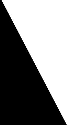 a black and white triangle with a clock on it's side in the middle