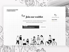 the website is designed to look like it has people walking and riding bikes on it