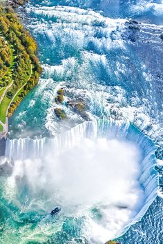 an aerial view of niagara falls and the canadian side