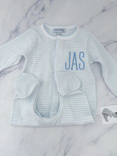 blue striped pattern Baby Take Home Outfit, Baby Shower Gift Idea, Baby Boy Gift