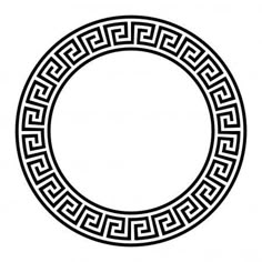 an ancient greek circle ornament in black and white stock photo 547982