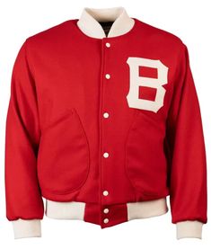 1939 Boston Bees Varsity Red Jacket Halloween Jacket, College Jacket, Sports Jackets, Varsity Letterman Jackets, Champion Jacket, Patches Fashion, Color Block Jacket, Aviator Jackets, Flannel Jacket