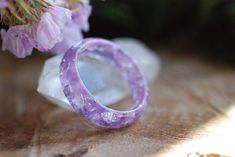 Lavender Resin Ring Purple Stacking Ring Faceted Ring | Etsy Delicate Purple Ring Jewelry, Delicate Purple Ring, Dainty Purple Promise Ring Jewelry, Lavender Crystal Ring Gift, Lavender Rings For Gifts, Lavender Ring Perfect For Gifting, Handmade Magical Purple Jewelry, Purple Handmade Magical Jewelry, Dainty Purple Rings For Gifts