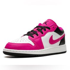 Brand New In Box 6y Equivalent To 7.5 Womens Pink Low-top Leather Jordan Shoes, Modern Pink Sneakers With Cushioned Footbed, Modern Pink Lace-up Custom Sneakers, Modern Pink Nike Sneakers, Pink Low-top Jordan Shoes, Nike Low-top Pink Jordan Shoes, Shoes Nike Jordan, Jordan Air, Shoes Nike