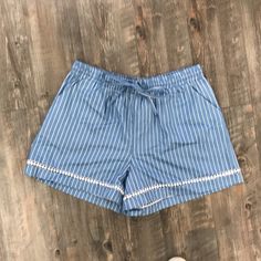 Joy Joy Striped Shorts Blue Short Pajama Shorts For Spring, Blue Pajama Shorts With Pockets For Spring, Blue High-waisted Pajama Shorts For Spring, Spring Relaxed Fit Blue Pajama Shorts, Striped Shorts, Blue White, Color Blue, Blue And White, Womens Shorts