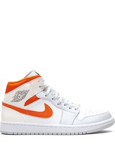 Preppy Jordans Ornge, Orange And White Jordans, Jordan 1 High Orange, Jordan 1 Apricot Orange, Jordan 1 Mid Barely Orange, Mid Sneakers, Custom Sneakers Diy, Nike Shoes Air Force, Jordan Air