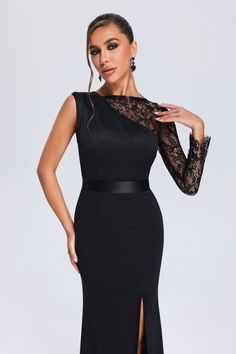 Fabric composition: 92% polyester, 8% spandex; lace: 100% polyamide  Washing method: gently hand wash    Model wearing size S  Model Stats:Height - 69.6"/177cm Bust - 34.2"/87cm Hips - 36.2"/92cm Waist- 24.4"/62cm  Colour may vary due to lighting on images.  Item runs true to the size chart and is cut to suit our size chart. Please refer to our size chart for the best fit. Bride Black Dress, Mother Of The Bride Black, Vaquera Outfits, Black Dress Midi, Gown Fitted, Bella Barnett, Metal Dress, Stella Dress, Midi Party Dress