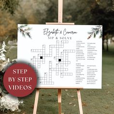 a crossword puzzle board is shown with the words, step by step videos on it