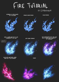 an image of different types of fire in the dark sky with text that reads, how to