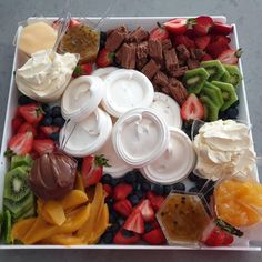 a tray filled with lots of different types of food