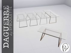 an image of a glass table set up on the floor with text overlaying it