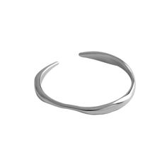 LOVCIA Jewelry Modern Adjustable Rings With Irregular Shape, Minimalist Irregular Jewelry For Gift, Modern Adjustable Irregular Rings, Modern Silver Open Ring Bracelet, Sterling Silver Open Ring Bracelets, Rhodium Ring, Wave Design, Metal Material, Product Images