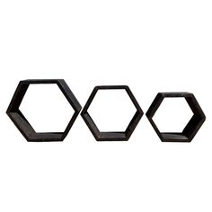 three metal hexagonals sitting next to each other