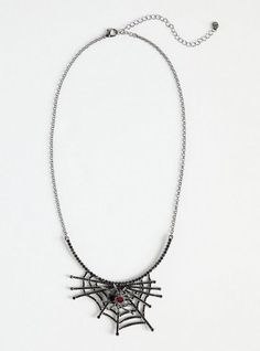 FIT Measures 19” + 5” extender. . MATERIALS + CARE Base metal. Imported. DETAILS Hematite finish. . Spider web detail. The best plus size women's spider web statement necklace necklaces in hematite made of other. Torrid is your destination for cozy fall and winter clothes to keep you warm and comfortable. Spider Necklace, Web Detail, Fitted Wedding Dress, Shopping Day, Winter Clothes, Cozy Fall, Bra Cups, Zipper Bags, Spider Web