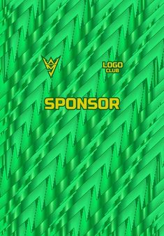 a green and yellow background with the word sponsor written in gold on top of it