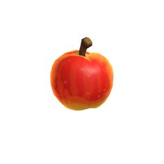 an orange and red pepper on a white background with the top half cut out to look like it is floating in the air