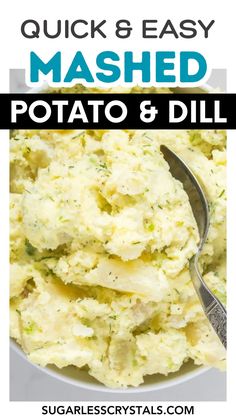 mashed potato and dill recipe with text overlay