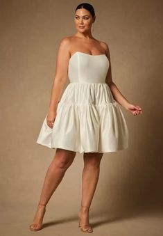 Brand: Eloquii Size: 26 Color: Pearl Plus Size Wedding Dress Short, Mini Flare Dress, Bride Reception Dresses, Wedding Day Dresses, Plus Size Bridal Dresses, Plus Size Bride, Plus Size Summer Outfit, White Short Dress, Grad Dresses